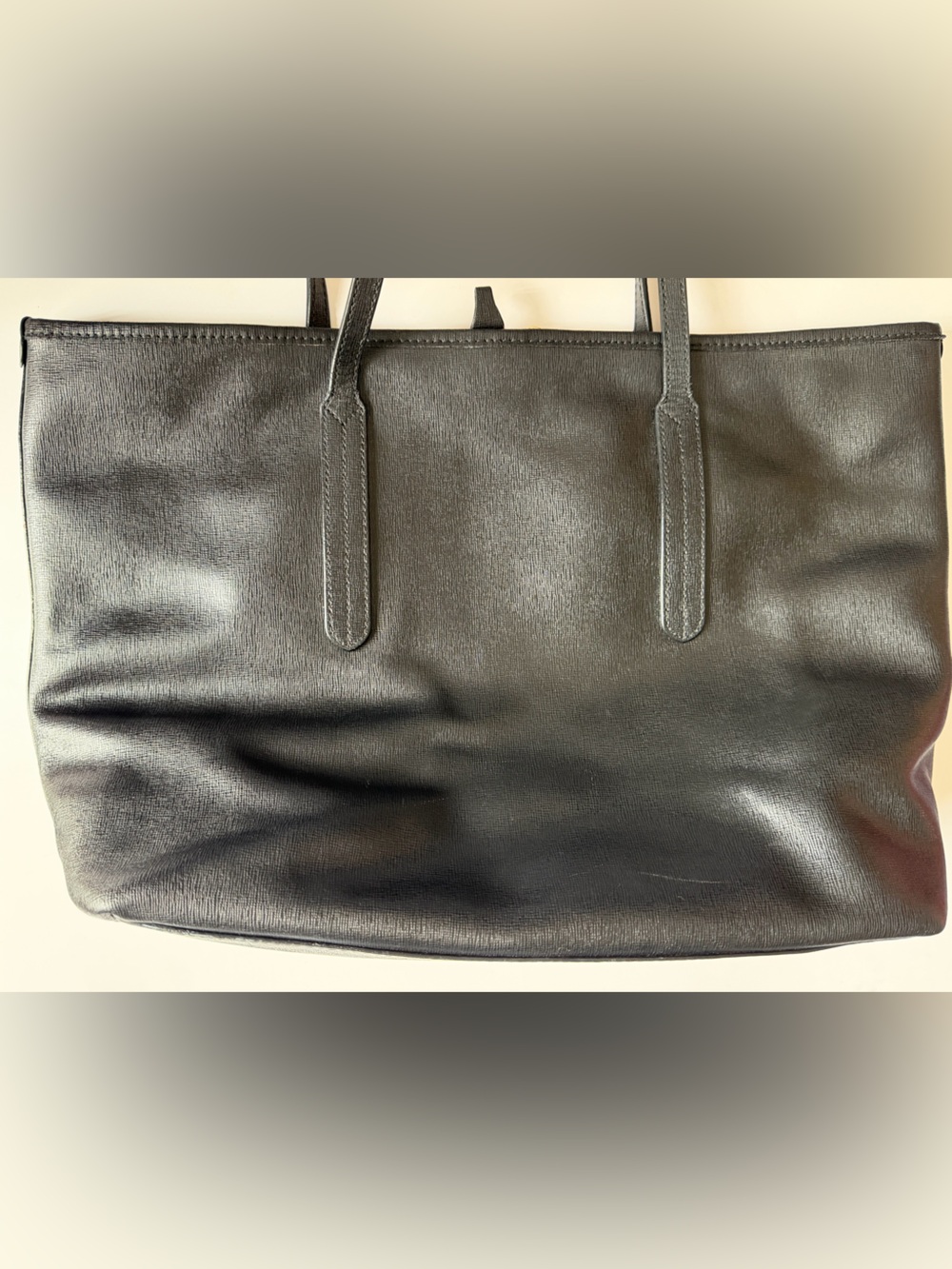 Furla Saffiano Black Leather Tote Bag